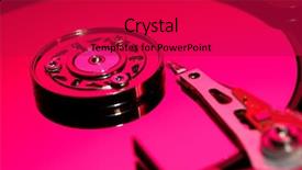  Presentation with drive thru windosw - Slides enhanced with closeup image of hdd drive focused on head background and a crimson colored foreground