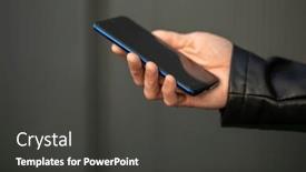  Presentation with social networks - Presentation theme having closeup-image-of-male-hands background and a dark gray colored foreground