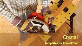  Presentation with classic - Colorful presentation enhanced with closeup image of manual worker backdrop and a tawny brown colored foreground