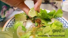  Presentation with restaurant - Slide set with closeup-image-of-vietnamese-pho background and a yellow colored foreground