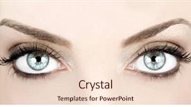  Presentation with blue eyes technology close up - Presentation theme with woman's beautiful blue eyes background and a lemonade colored foreground