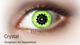  Presentation with bionic eye - Cool new presentation design with image of woman's eye backdrop and a lemonade colored foreground