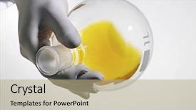  Presentation with rubber gloves - Cool new theme with closeup of lab worker's backdrop and a coral colored foreground