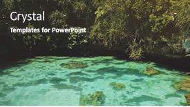  Presentation with green lake - Audience pleasing presentation design consisting of closeup-limpid-lake-with-salt backdrop and a tawny brown colored foreground