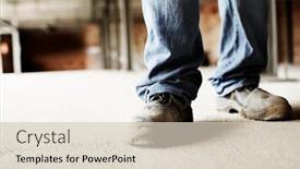  Presentation with building construction - Beautiful PPT theme featuring closeup-lowsection-of-a-male backdrop and a soft green colored foreground