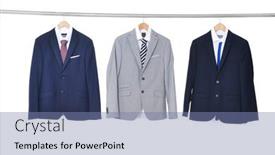  Presentation with three - Audience pleasing theme consisting of closeup-man-three-suit-shirts backdrop and a seafoam green colored foreground