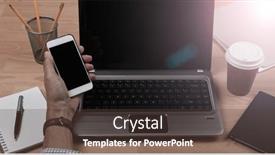  Presentation with flare - Cool new slides with closeup-man-working-from-home backdrop and a tawny brown colored foreground