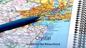  Presentation with new york city - Theme enhanced with closeup map of city new background and a light blue colored foreground