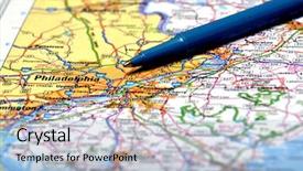 Presentation with philadelphia - PPT theme consisting of closeup map of city philadelphia background and a light blue colored foreground