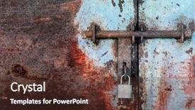  Presentation with metal - PPT theme having closeup metal door with lock background and a tawny brown colored foreground
