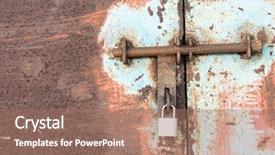  Presentation with metal - Theme enhanced with closeup metal door with lock background and a coral colored foreground