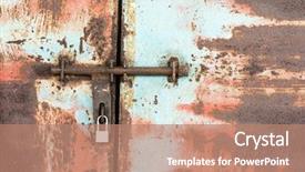  Presentation with door lock system - Colorful slides enhanced with closeup metal door with lock backdrop and a coral colored foreground