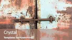  Presentation with simple door lock system - Colorful theme enhanced with closeup metal door with lock backdrop and a coral colored foreground