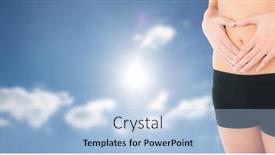  Presentation with black woman - Colorful PPT theme enhanced with closeup mid section of a fit woman in black shorts against cloudy sky with sunshine backdrop and a light blue colored foreground