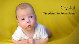  Presentation with newborn baby - Slide deck enhanced with closeup motherhood and new life background and a gold colored foreground