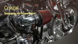  Presentation with motorcycle - Presentation theme with closeup-motorcycle-to-be-repaired background and a tawny brown colored foreground