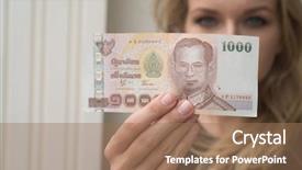  Presentation with thai - Audience pleasing presentation theme consisting of closeup of 1000 thai baht backdrop and a coral colored foreground