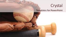  Presentation with vintage baseball - Slide set featuring closeup of a baseball glove background and a lemonade colored foreground