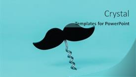  Presentation with corkscrew - PPT theme having closeup-of-a-black-moustache background and a seafoam green colored foreground