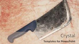  Presentation with bloody fingerprint - Presentation design enhanced with closeup of a bloody cleaver background and a lemonade colored foreground