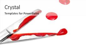 Presentation with white blood cell - PPT theme featuring closeup of a bloody scissors background and a white colored foreground