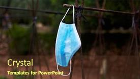  Presentation with face mask - Amazing PPT theme having closeup-of-a-blue-face backdrop and a tawny brown colored foreground