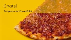  Presentation with ground beef - Slide deck featuring closeup-of-a-bolognese-pizza background and a light gray colored foreground