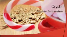  Presentation with cane - Amazing slides having closeup of a bowl with marshmallows and a candy cane and a christmas star on a table backdrop and a coral colored foreground
