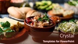  Presentation with red onion - Slide set featuring closeup-of-a-bowl background and a tawny brown colored foreground