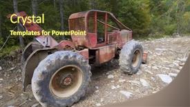  Presentation with bulldozer - Amazing PPT layouts having dredge mining - closeup of a bulldozer parked backdrop and a tawny brown colored foreground