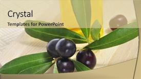  Presentation with olive oil bottle - Cool new PPT layouts with closeup-of-a-bunch backdrop and a blonde colored foreground