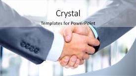  Presentation with shake hand - Audience pleasing presentation design consisting of closeup of a business hand backdrop and a white colored foreground