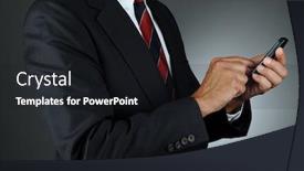  Presentation with cell - Beautiful slides featuring closeup-of-a-businessman-dialing backdrop and a dark gray colored foreground