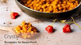  Presentation with chickpea - Presentation design with closeup-of-a-casserole background and a coral colored foreground