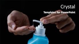  Presentation with hand sanitizer - PPT theme featuring closeup-of-a-caucasian-man background and a black colored foreground