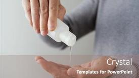  Presentation with hand sanitizer - Colorful PPT theme enhanced with closeup-of-a-caucasian-man backdrop and a coral colored foreground