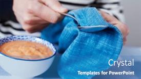  Presentation with table napkin - Amazing PPT layouts having closeup-of-a-caucasian-man backdrop and a teal colored foreground