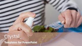  Presentation with dinner - Audience pleasing PPT layouts consisting of closeup-of-a-caucasian-man backdrop and a coral colored foreground