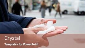  Presentation with street - Slide set featuring closeup-of-a-caucasian-man background and a coral colored foreground