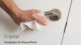  Presentation with doorknob - Colorful PPT layouts enhanced with closeup-of-a-caucasian-man backdrop and a light gray colored foreground