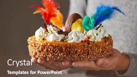  Presentation with chick - Presentation theme with closeup-of-a-caucasian-man background and a tawny brown colored foreground