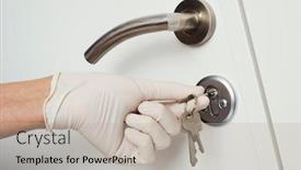  Presentation with man door - Slides having closeup-of-a-caucasian-man background and a mint green colored foreground