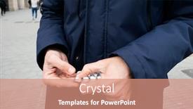  Presentation with street - Colorful presentation enhanced with closeup-of-a-caucasian-man backdrop and a coral colored foreground