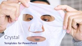  Presentation with face mask - Slides having closeup-of-a-caucasian-man background and a sky blue colored foreground