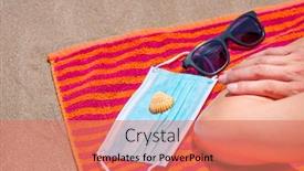  Presentation with seashell - Presentation theme having closeup-of-a-caucasian-man background and a coral colored foreground