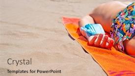  Presentation with blue orange - Colorful presentation theme enhanced with closeup-of-a-caucasian-man backdrop and a soft green colored foreground