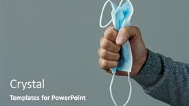  Presentation with face mask - Audience pleasing PPT theme consisting of closeup-of-a-caucasian-man backdrop and a gray colored foreground