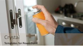  Presentation with blue header - Presentation theme having closeup-of-a-caucasian-man and a coral colored foreground