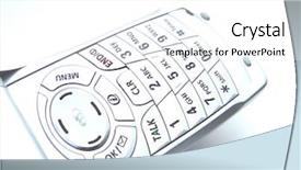  Presentation with phone - PPT theme featuring closeup of a cellular phone background and a  colored foreground