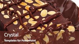  Presentation with chocolate dessert - PPT layouts with closeup of a chocolate dessert with almonds background and a tawny brown colored foreground